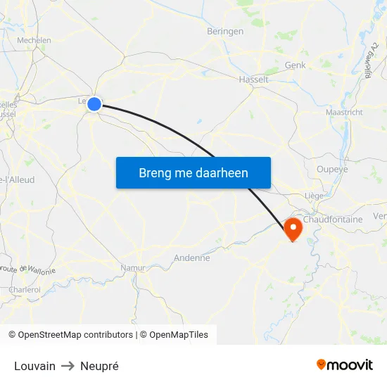 Louvain to Neupré map