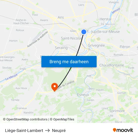 Liège-Saint-Lambert to Neupré map