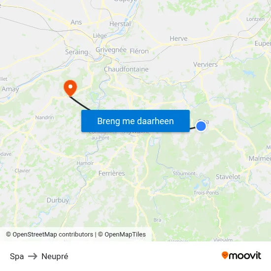 Spa to Neupré map