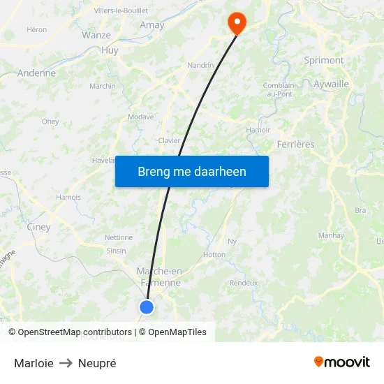 Marloie to Neupré map