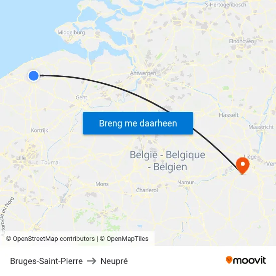 Bruges-Saint-Pierre to Neupré map