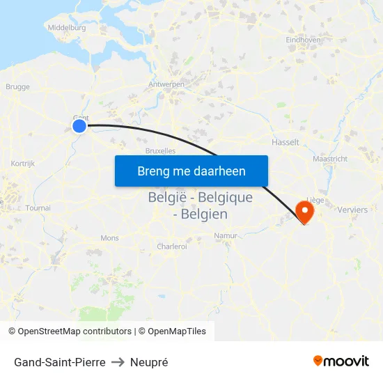 Gand-Saint-Pierre to Neupré map