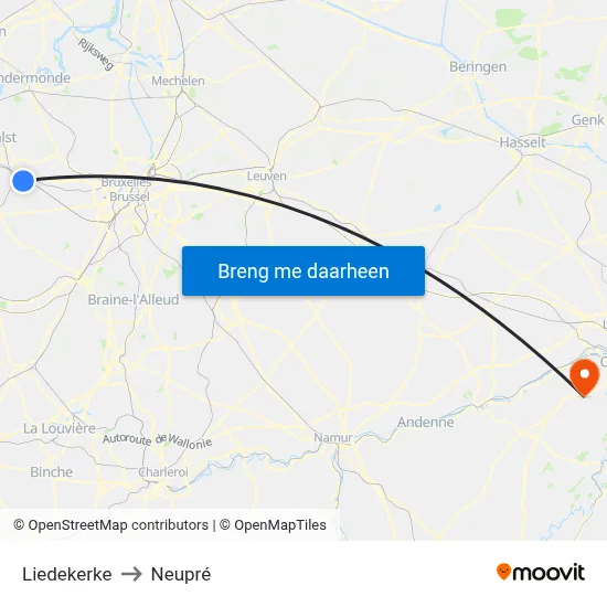 Liedekerke to Neupré map