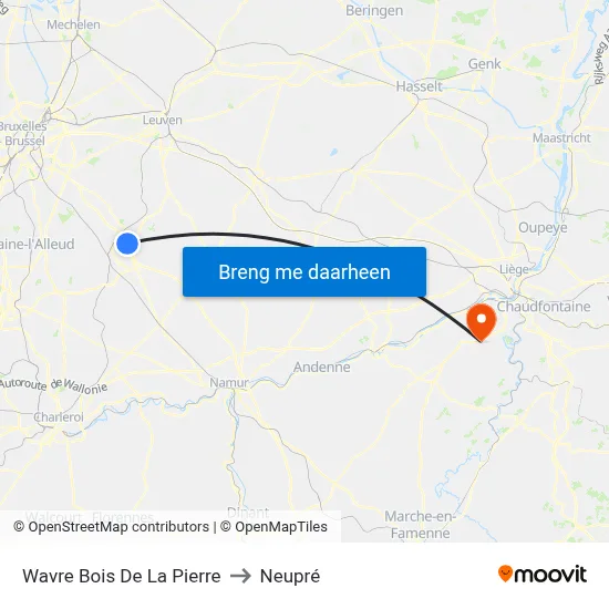 Wavre Bois De La Pierre to Neupré map