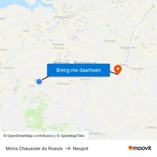 Mons Chaussée du Roeulx to Neupré map
