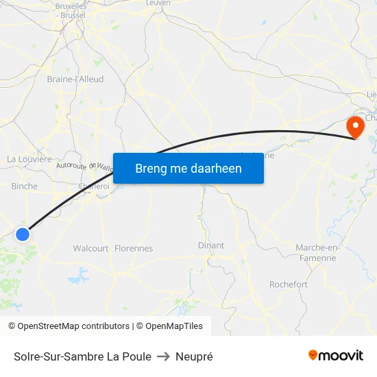 Solre-Sur-Sambre La Poule to Neupré map