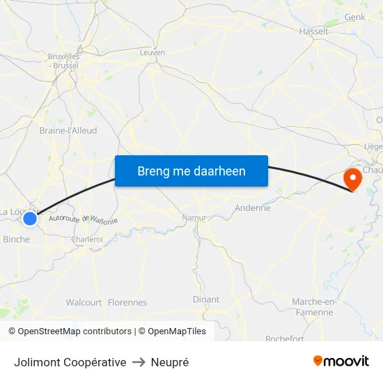 Jolimont Coopérative to Neupré map