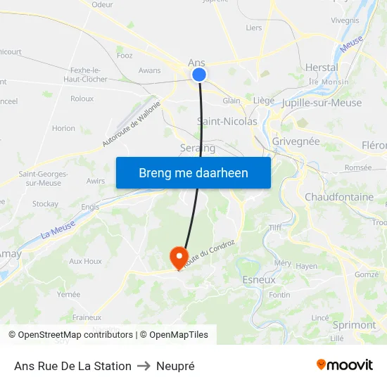 Ans Rue De La Station to Neupré map