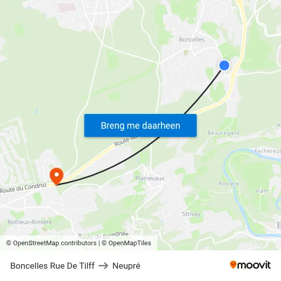 Boncelles Rue De Tilff to Neupré map