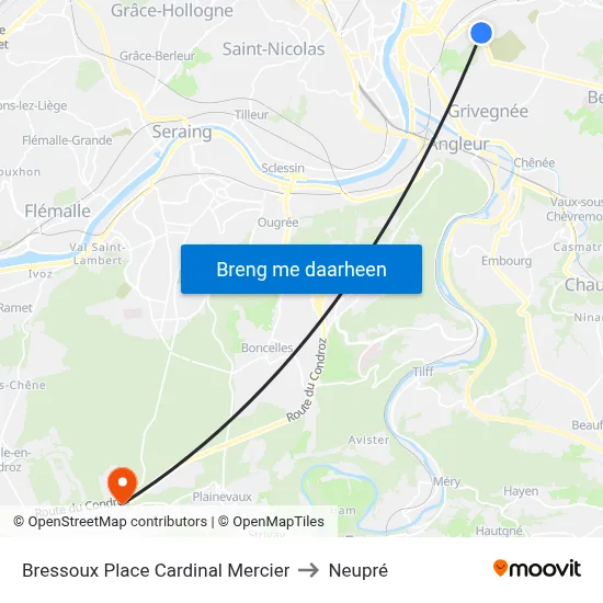 Bressoux Place Cardinal Mercier to Neupré map