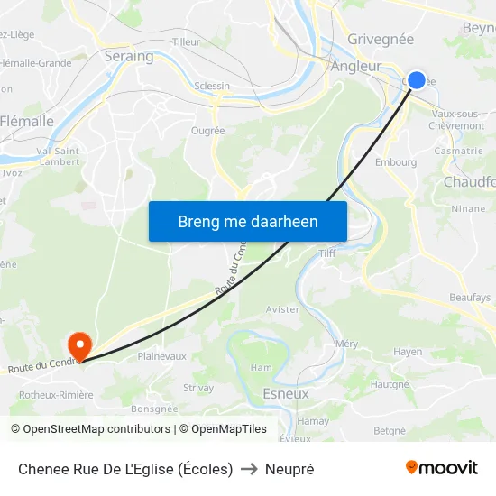 Chenee Rue De L'Eglise (Écoles) to Neupré map