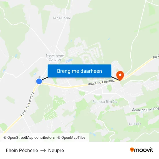 Ehein Pêcherie to Neupré map