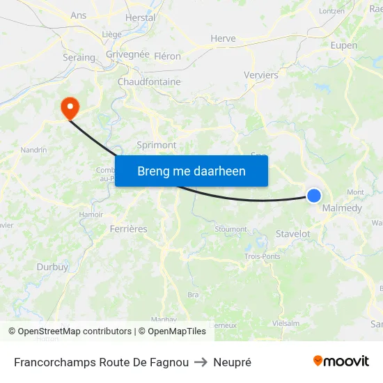 Francorchamps Route De Fagnou to Neupré map