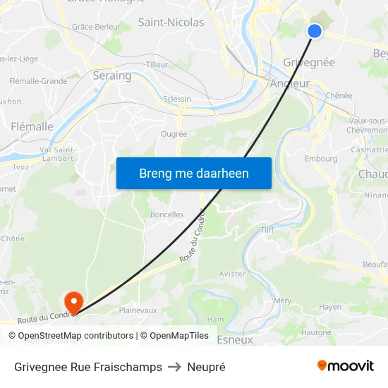 Grivegnee Rue Fraischamps to Neupré map