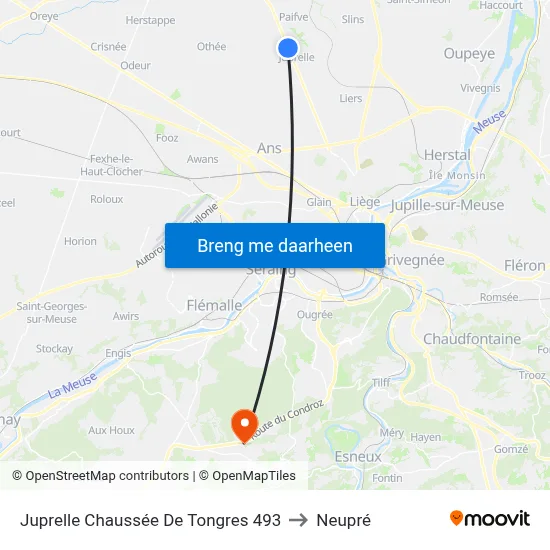 Juprelle Chaussée De Tongres 493 to Neupré map