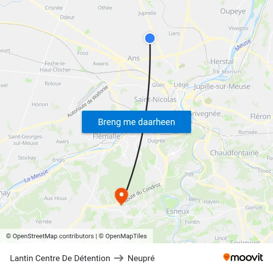 Lantin Centre De Détention to Neupré map