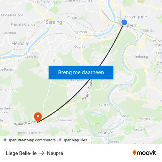 Liege Belle-Île to Neupré map