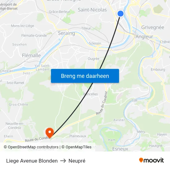 Liege Avenue Blonden to Neupré map