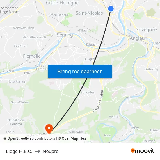 Liege H.E.C. to Neupré map