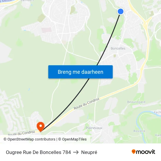 Ougree Rue De Boncelles 784 to Neupré map