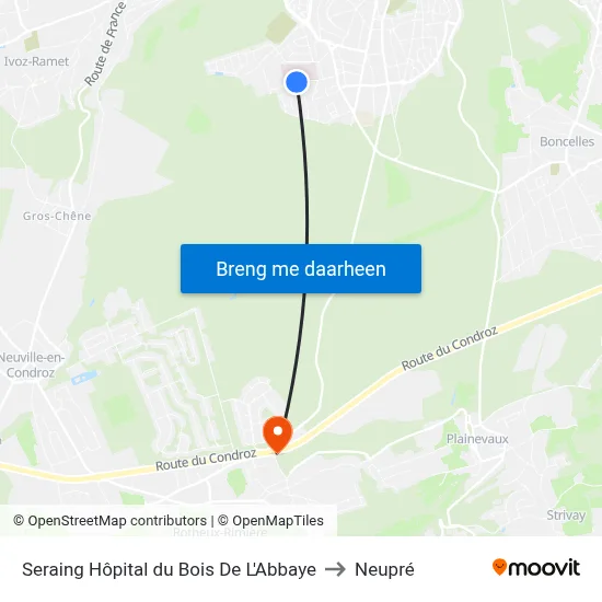 Seraing Hôpital du Bois De L'Abbaye to Neupré map