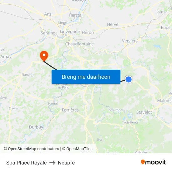 Spa Place Royale to Neupré map