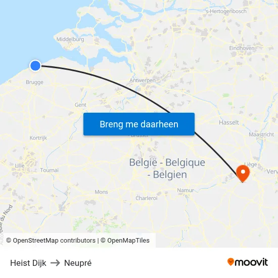 Heist Dijk to Neupré map