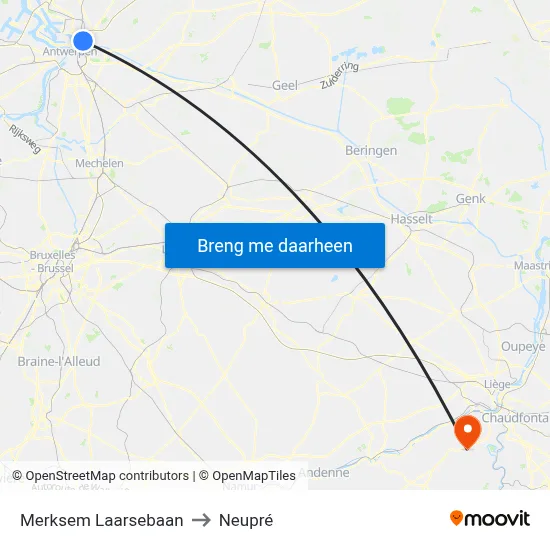 Merksem Laarsebaan to Neupré map