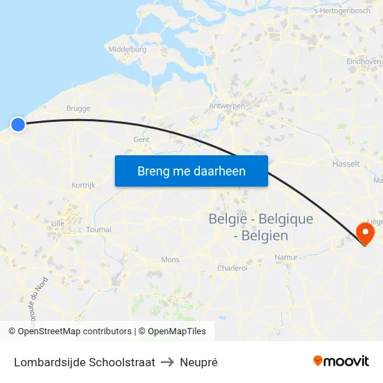 Lombardsijde Schoolstraat to Neupré map