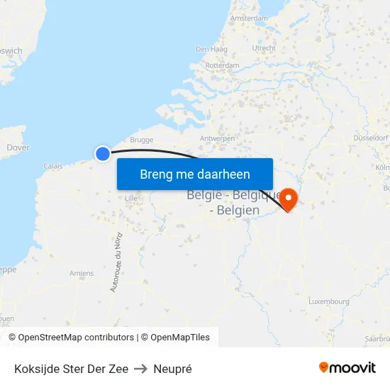 Koksijde Ster Der Zee to Neupré map