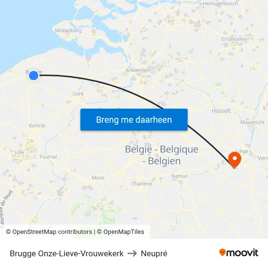 Brugge Onze-Lieve-Vrouwekerk to Neupré map