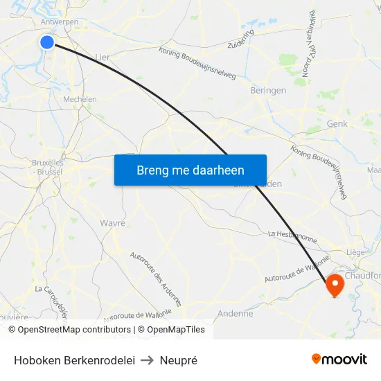 Hoboken Berkenrodelei to Neupré map