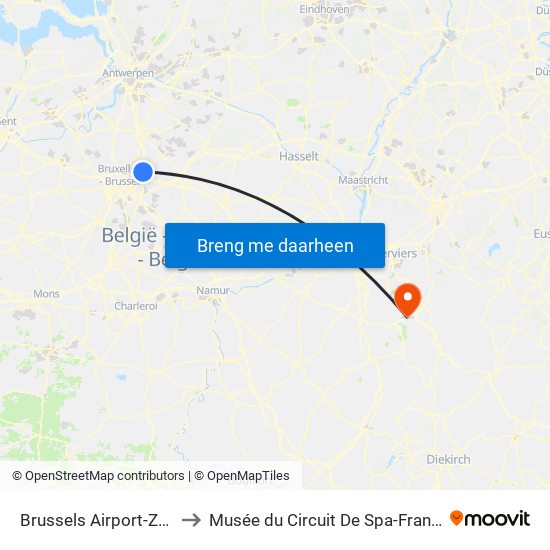 Brussels Airport-Zaventem to Musée du Circuit De Spa-Francorchamps map