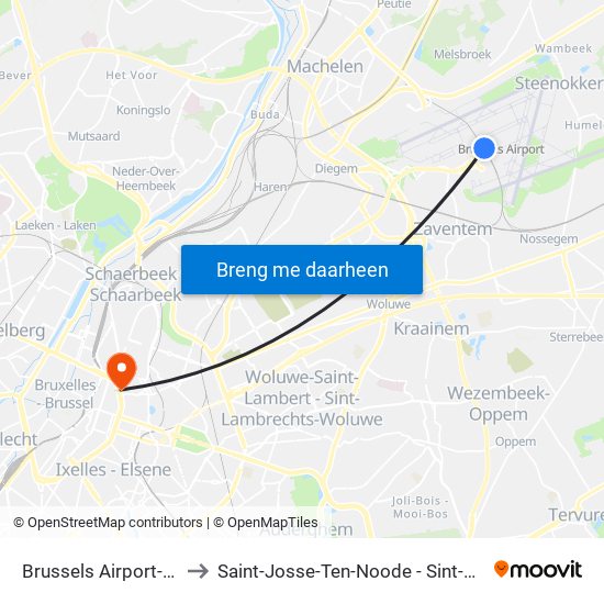 Brussels Airport-Zaventem to Saint-Josse-Ten-Noode - Sint-Joost-Ten-Node map