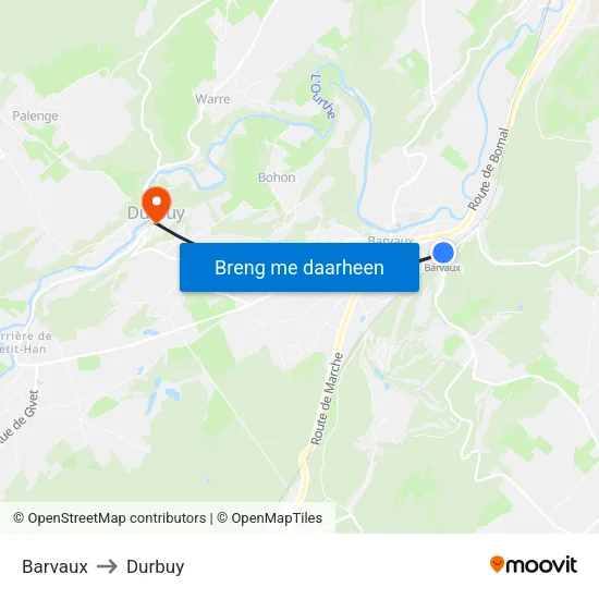 Barvaux to Durbuy map