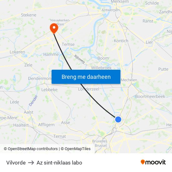 Vilvorde to Az sint-niklaas labo map