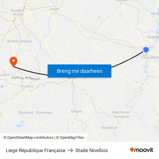 Liege République Française to Stade Nivellois map
