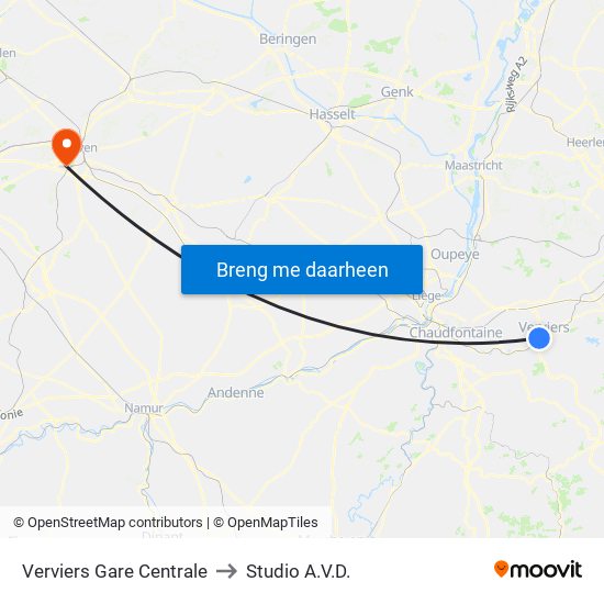 Verviers Gare Centrale to Studio A.V.D. map