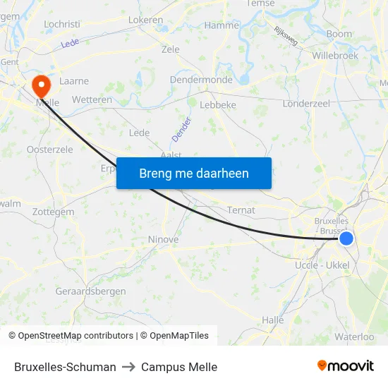 Bruxelles-Schuman to Campus Melle map