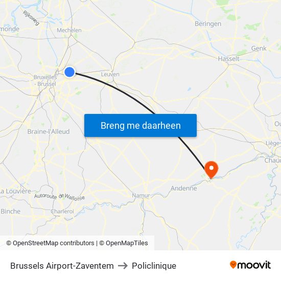 Brussels Airport-Zaventem to Policlinique map