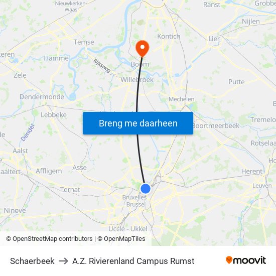 Schaerbeek to A.Z. Rivierenland Campus Rumst map