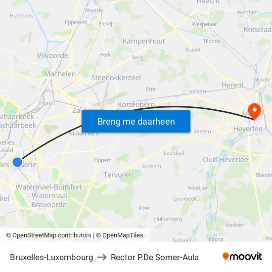 Bruxelles-Luxembourg to Rector P.De Somer-Aula map