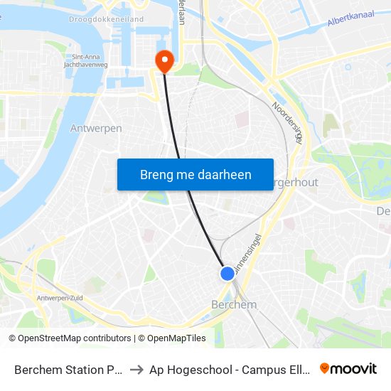 Berchem Station Perron 22 to Ap Hogeschool - Campus Ellermanstraat map