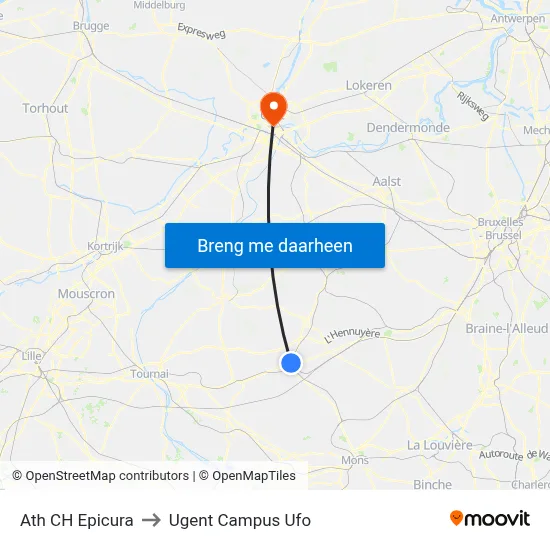 Ath CH Epicura to Ugent Campus Ufo map