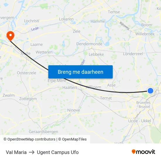 Val Maria to Ugent Campus Ufo map