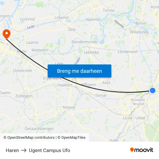 Haren to Ugent Campus Ufo map
