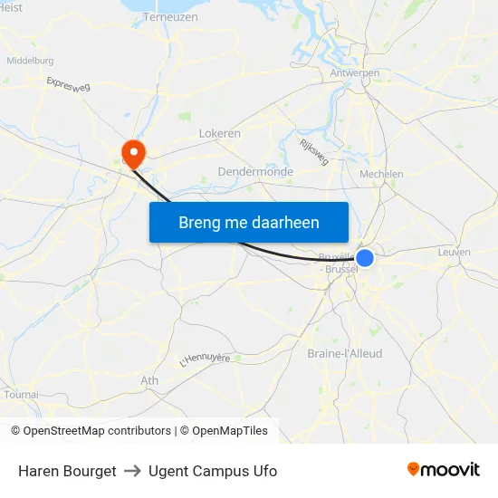 Haren Bourget to Ugent Campus Ufo map