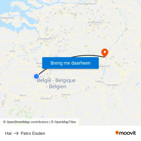 Hal to Patro Eisden map