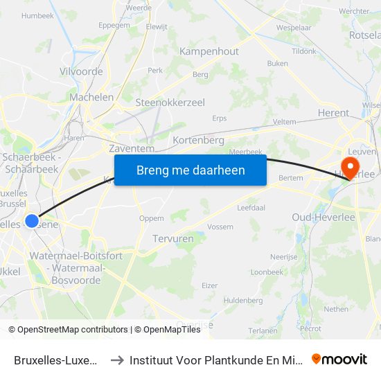 Bruxelles-Luxembourg to Instituut Voor Plantkunde En Microbiologie map