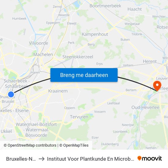 Bruxelles-Nord to Instituut Voor Plantkunde En Microbiologie map